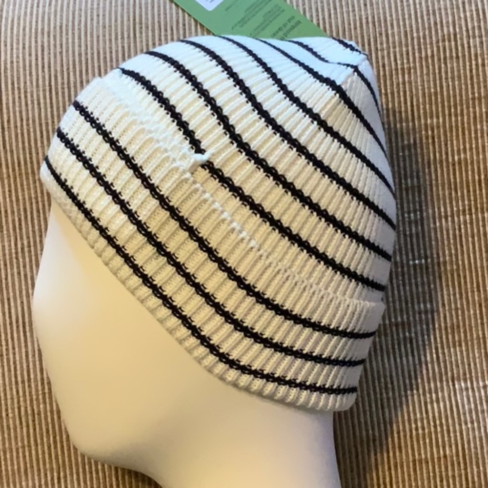 Tilley Organic Cotton Stripe Beanie - Cream/Navy